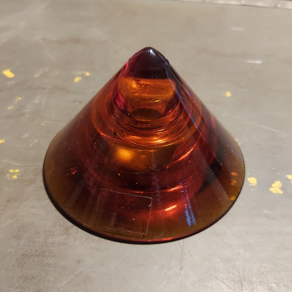 ZODAX Italy Amber Art Glass Cone Paperweight Hand Blown Murano Style 3.5" Candle